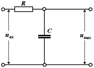 Рис. 2. Простейшая RC – цепочка с передаточной функцией   , определяемой по формуле (2)