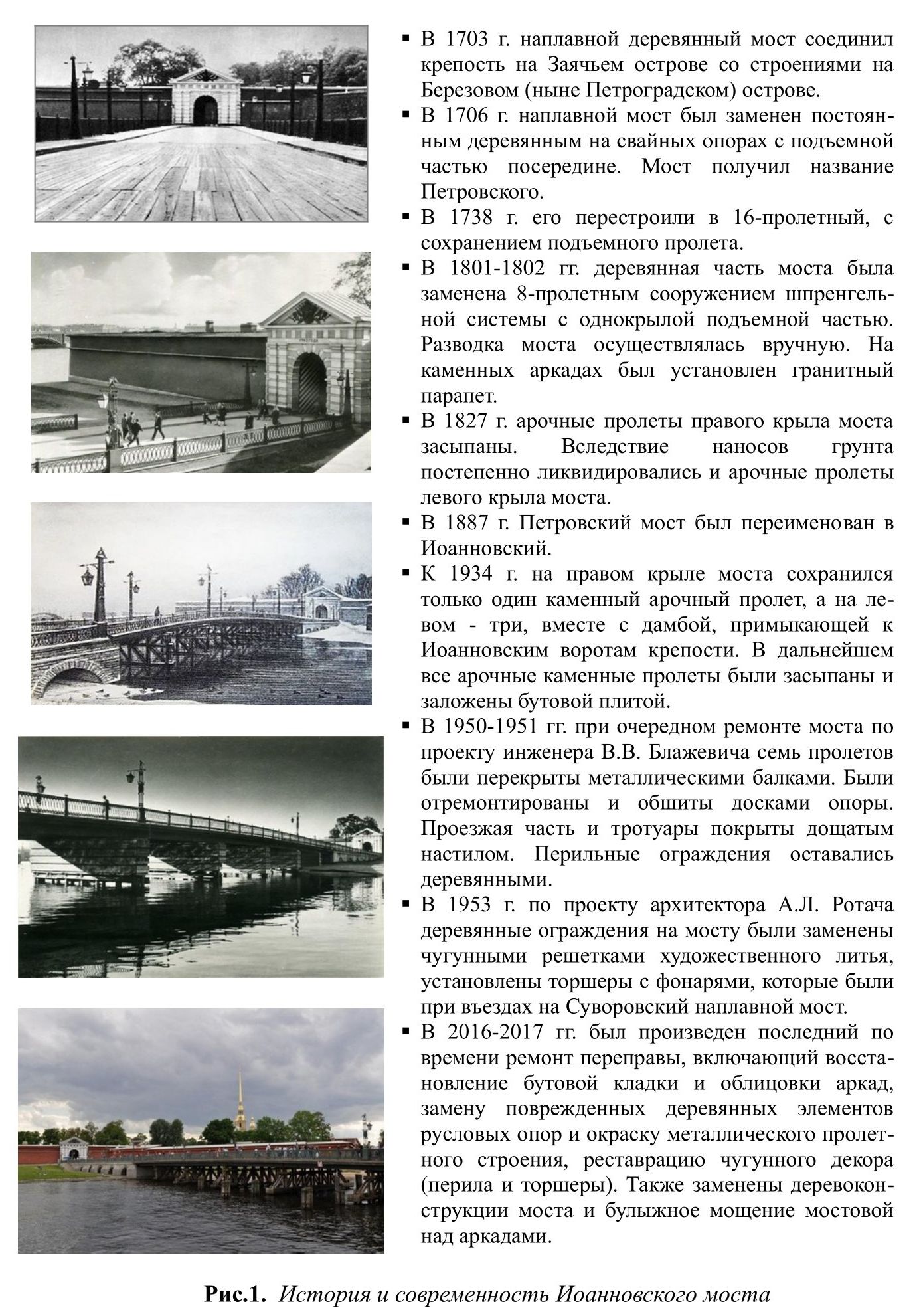 Рис.1.  История и современность Иоанновского моста